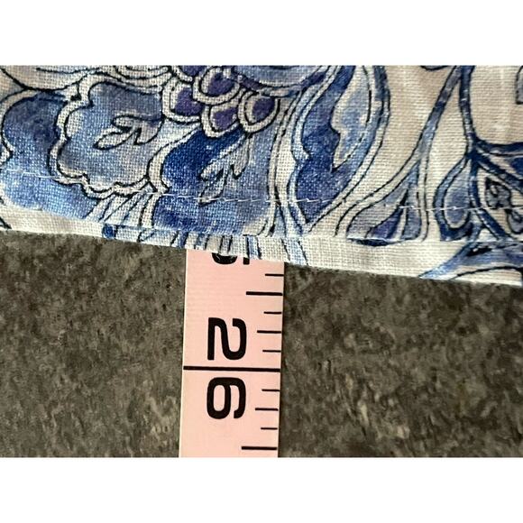 J Jill Linen Top Womens Small Pintucked Tunic Blue Floral Relaxed Cottagecore - Picture 9 of 10